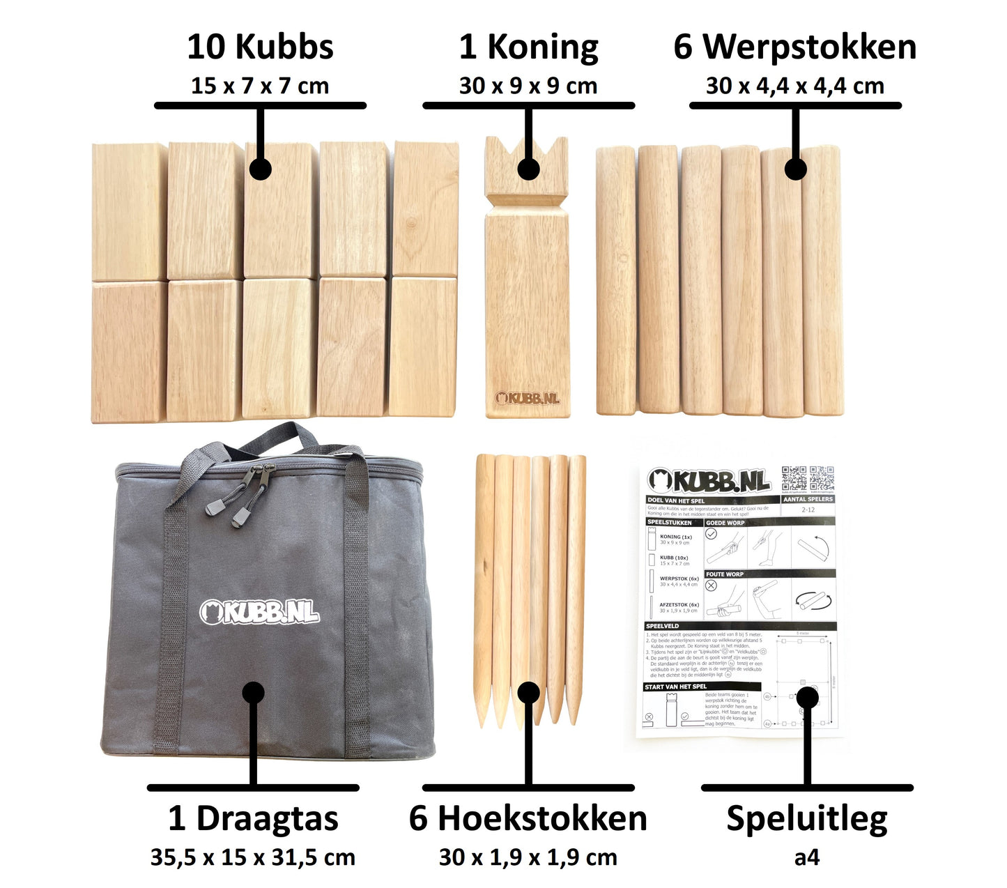 Kubb Das Original | Kubb.nl | Officiële Rubberhouten Kubb-Set
