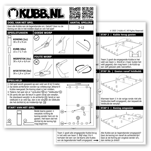 Kubb speluitleg met picto's, gratis te downloaden